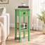 Table d'appoint étroite avec tiroir et tablette inférieure, table de chevet mince pour petits espaces, gris-vert