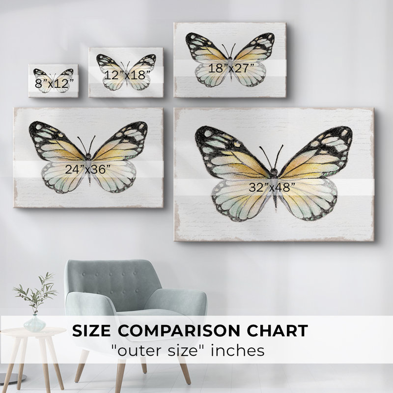 «Vintage Flutter II», toile tendue avec châssis encadré, prête à être accrochée, H 25 po x l 49 po, Doré