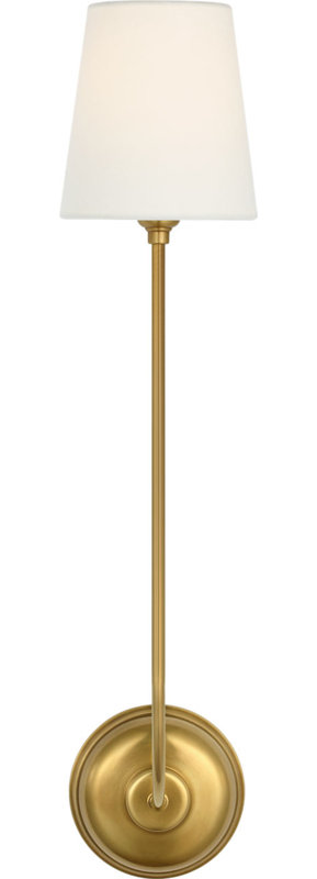 Vendome 26" Single Sconce with Linen Shade, Hand-Rubbed Antique Brass