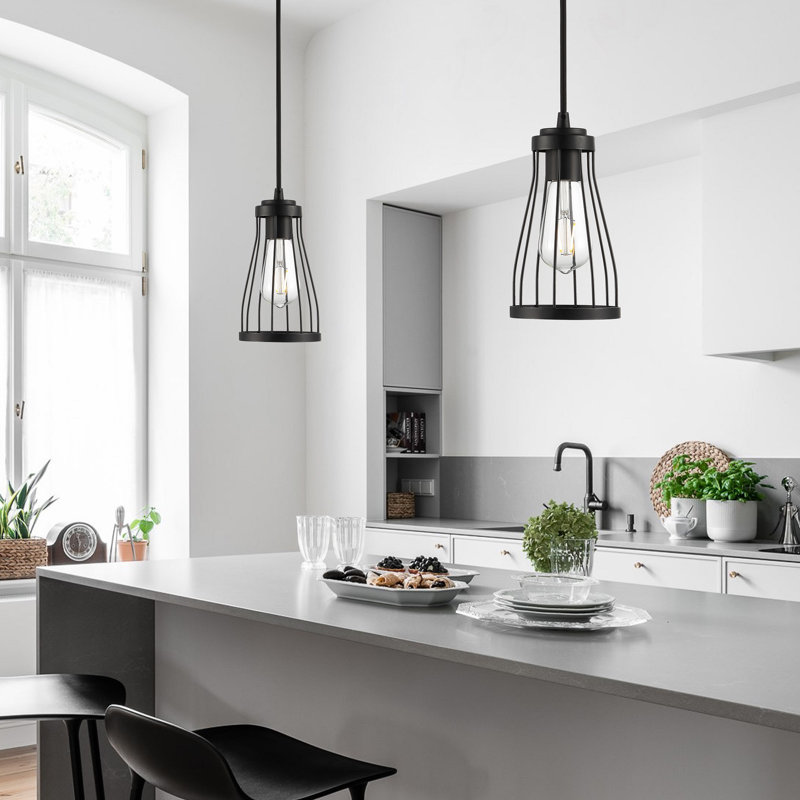 2 - Light Matt Black Bell Pendant