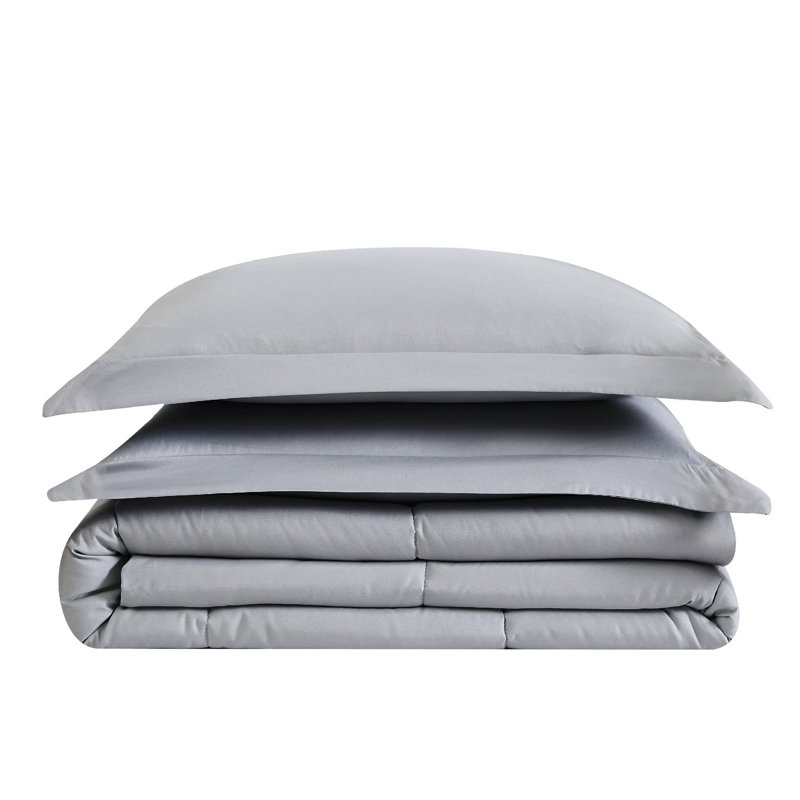 Truly Soft Garment Wash Solid Comforter Set, Queen Comforter + 2 Standard Shams, Gray