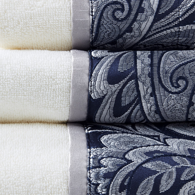 6 Piece Jacquard Towel Set, Navy