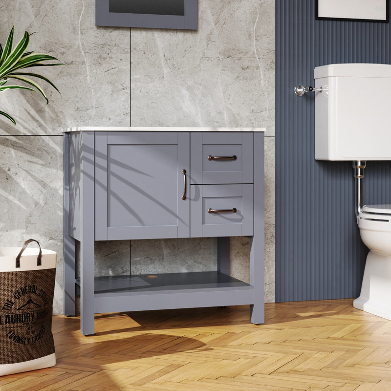 30In Gray Bathroom Vanity W/ Mirror And Top Only