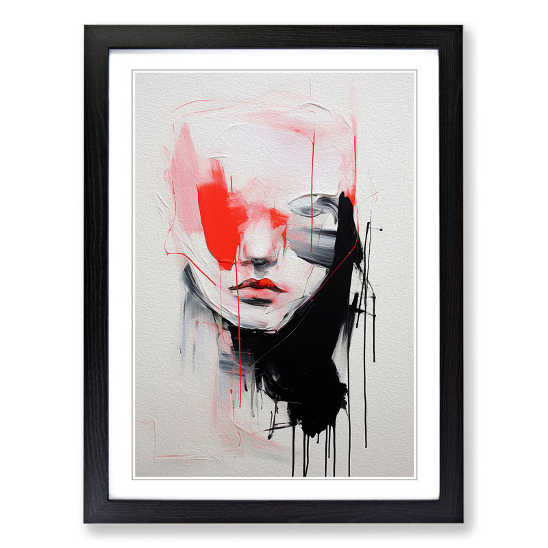 Minimalist Gestural No.2 - Single Picture Frame Print on Wood, Black Framed, 34cm H x 25cm W x 2cm D