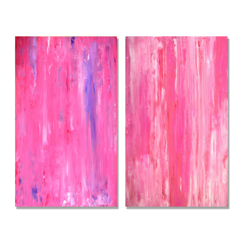 Shades of Pink Universe - Ensemble de 2 peintures sur toiles, Toile tendue, H 20 po x l 24 po x P 1 po