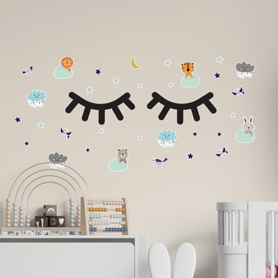 Sleepy Animals with Sleepy Eyes Wall Sticker