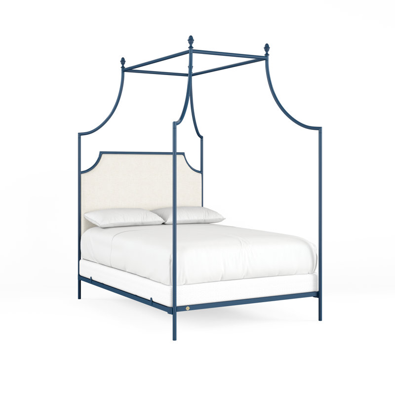 337 Flying Arch Canopy Bed | Complete Canopy, Queen, Navy Blue/White