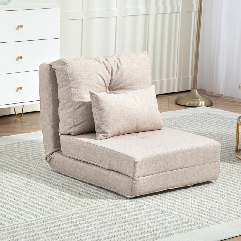 Lit de salon pliant et rembourré pour la maison: tissu d'ameublement en lin beige réglable