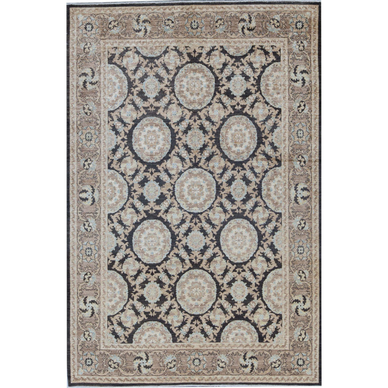 Ziegler Wool Oriental Area Rug in Brown/Gold/Black