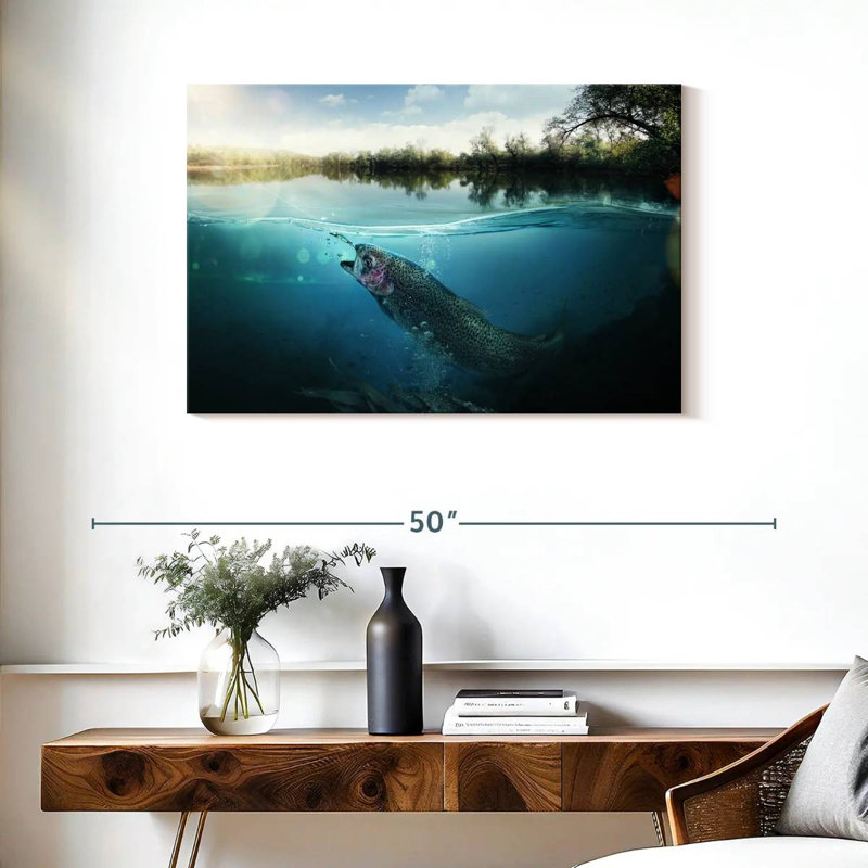 Fishing Underwater Scene, 24" H x 36" W