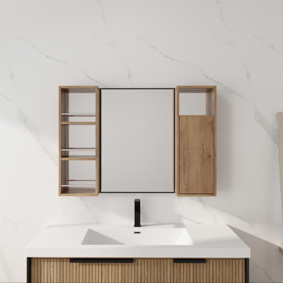 Armoire de toilette avec miroir et rangement combinés de 100 cm