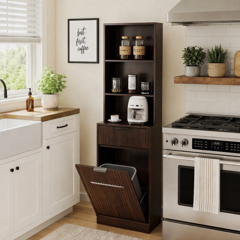 Cabinet Laundry Hamper, Noyer