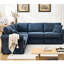 Canapé modulaire convertible de 5 L avec revêtement bleu foncé et coussin de dossier doux, tissu-1317198685