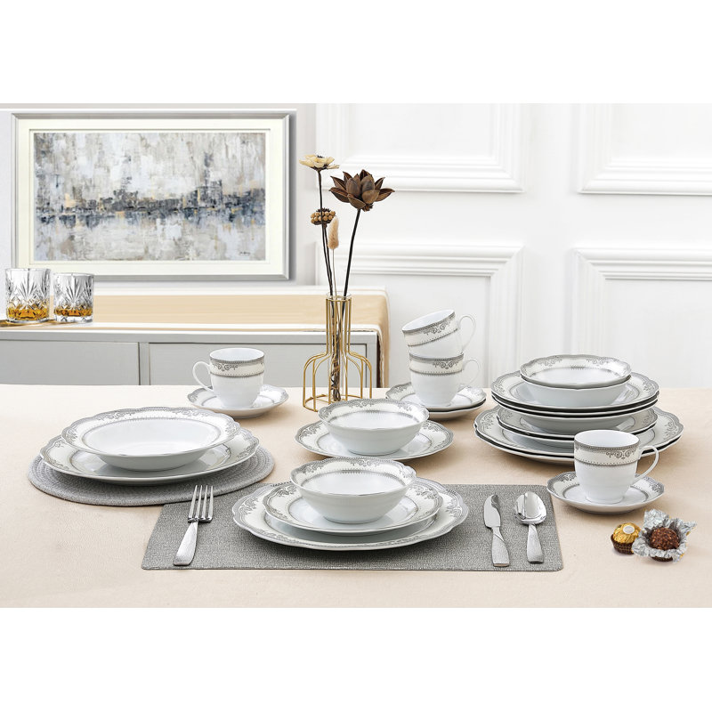 Porcelain China Dinnerware Set 24 Piece - Service for 4