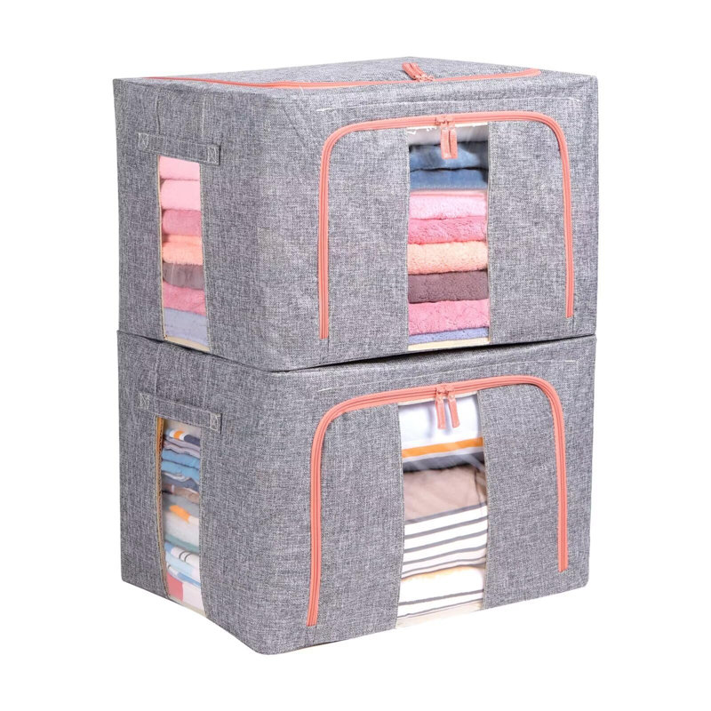 Bac de rangement en lin Rebrilliant, Gris
