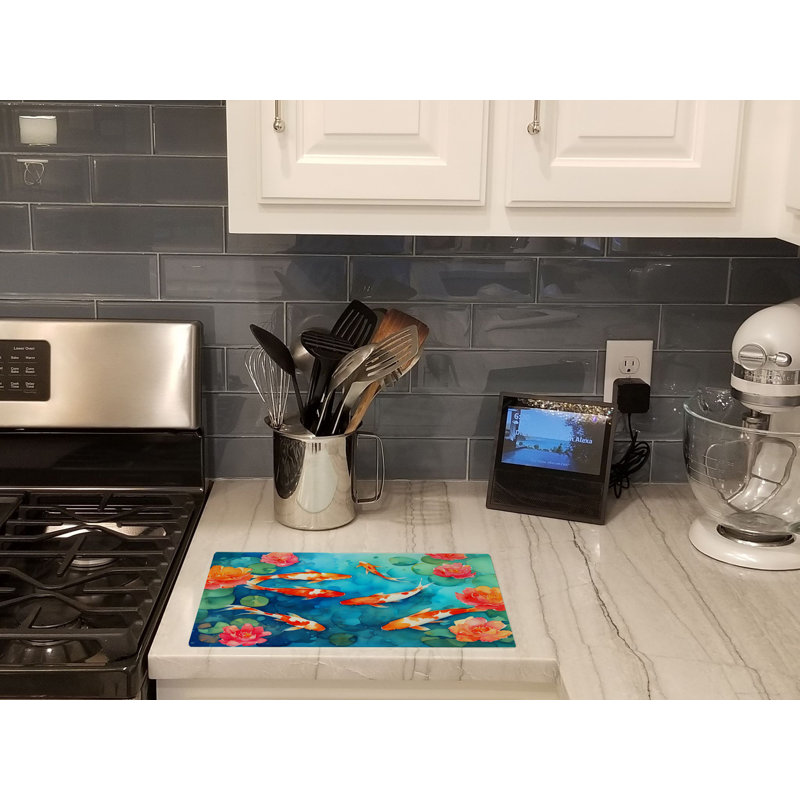 Koi Fish Glass Cutting Board Large