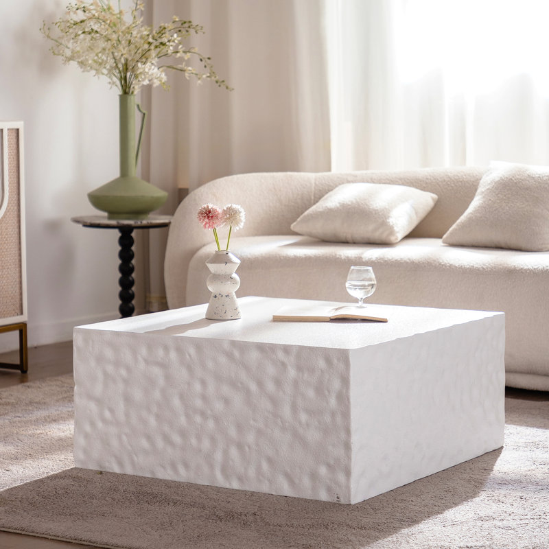 Table basse carrée moderne sans combinaison, H 13,98 po x l 27,56 po x P 27,56 po, Blanc