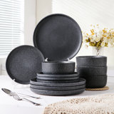 Milvio 12 Piece Stoneware Matte Reactive Glaze Dinnerware Set, Service For 4