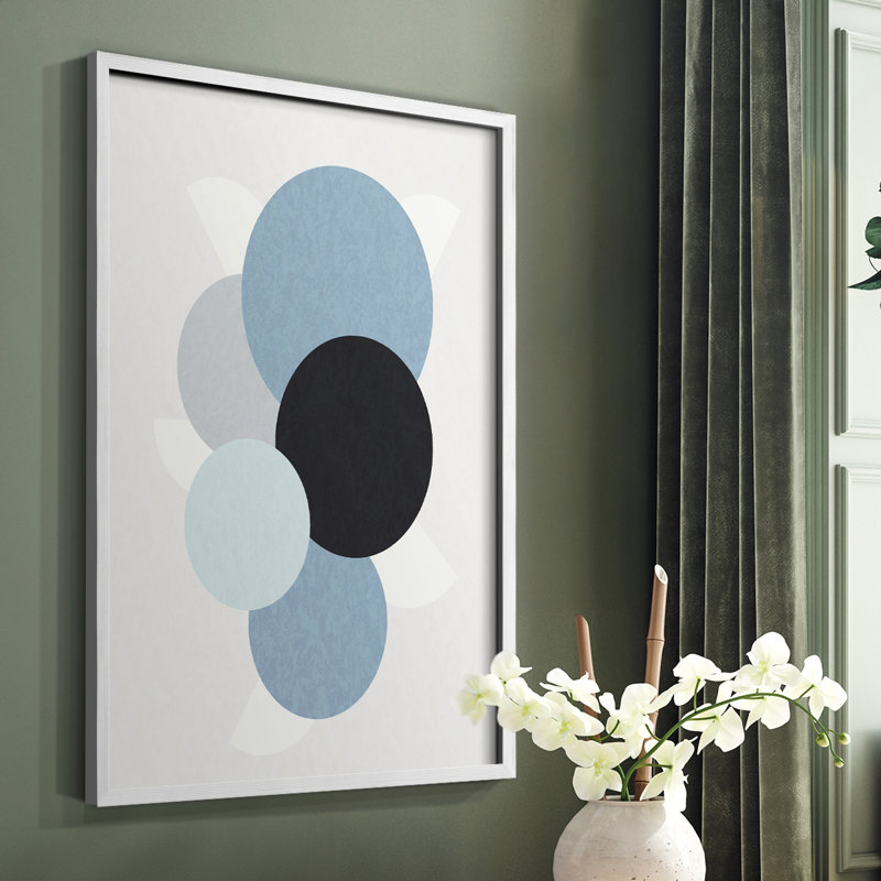 Shapely Blues II Framed Print - Solid Wood, White Single Picture Framed, 10" H x 8" W
