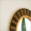 Miroir mural rond 23 po en bambou Echo avec cordes de chanvre jaune clair et noir, écologique et polyvalent