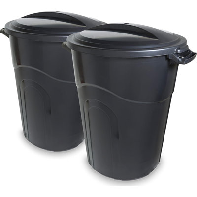 United Solutions Outdoor Garbage Can, 2 Pack, Black, Sturdy Construction