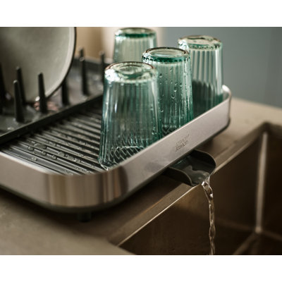 Joseph Joseph Expanding Steel Dish Rack with Draining Spout and Cutlery Holder