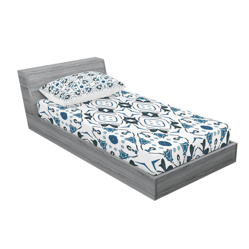 Microfiber Geometric Sheet Set, Twin Sheet Set with Fitted Sheet