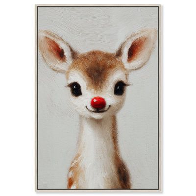 "Baby Rudolph", reproduction d'art sur toile par Art Remedy, cadre noir, 10 x 15