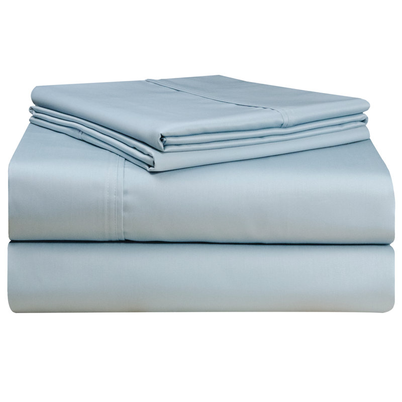 Ensemble de draps 100% coton de qualité égyptienne à pointe longue 500 fils Pointehaven, Bleue