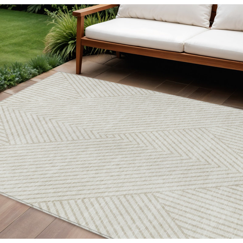 Tapis intérieur / extérieur ivoire et beige pâle 9 pi x 12 pi