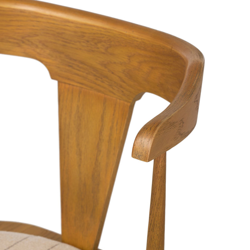 Garth Solid Wood Bar Stool, Counter Stool (25.21" Seat Height), Lavon Flint/Linen Blend, Black Oak