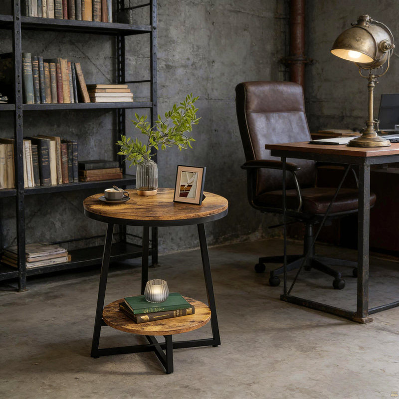 Table d'appoint moderne, table de bout rustique, table basse ronde