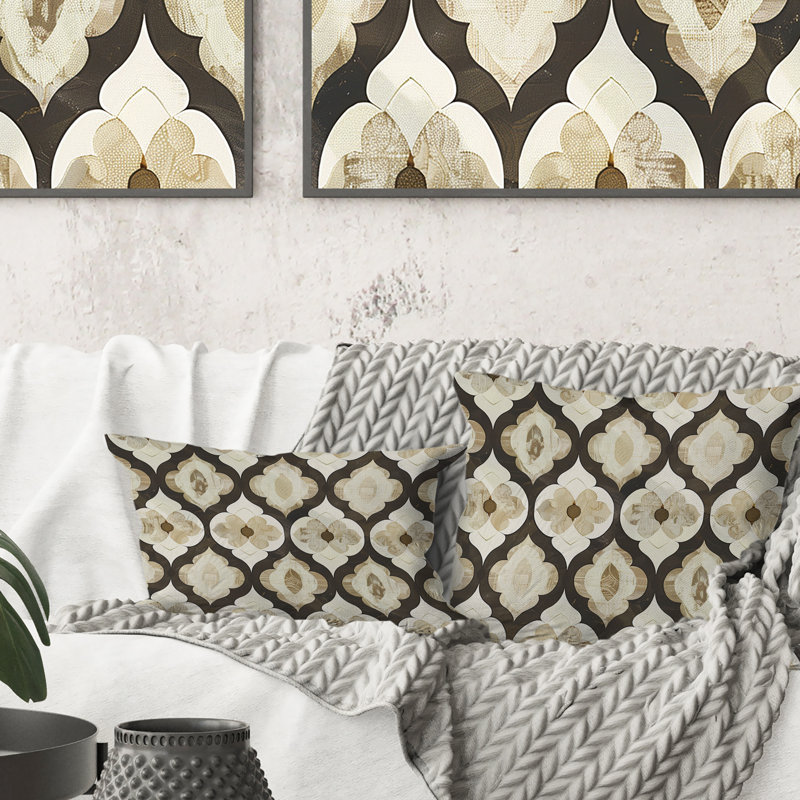 Coussin Beige Modern Trellis VII - Modern, H 16 po x l 16 po