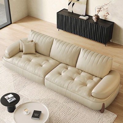 Beige Genuine Leather Modular Sofa
