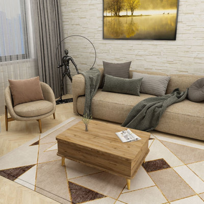 Table basse à plateau relevable avec rangement