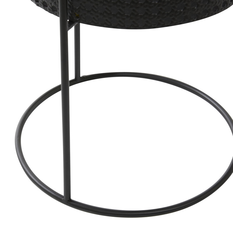 Set of 3 Black Metal Perforated Cylinder Floor Planters