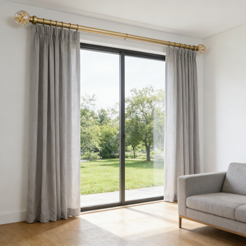 Tringle à rideaux ajustable robuste avec embouts en boule de cristal, tringle à draperie décorative de 1 pouce de diamètre pour fenêtres de 30 à 60 pouces, finition dorée moderne