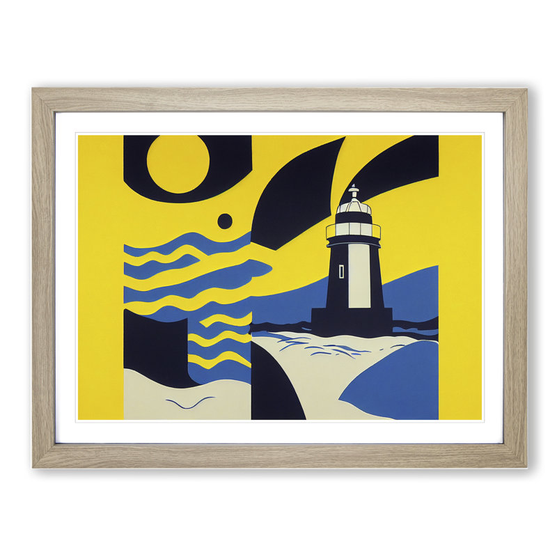 Abstract Lighthouse - Framed Print, 34cm H x 46cm W x 2cm D, Oak