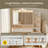 Vanity Desk with Mirror and Lights,Makeup Vanity with 2 USB Power Strip,Vanity Set with Two Drawers and Three-drawer Chest, 3 Lighting Modes Adjustable Brightness, Foldable Three-sided Mirror
