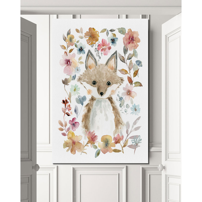 «Flowers and Friends Fox», reproduction, H 18 po x l 12 po x 1,5 po, Toile tendue