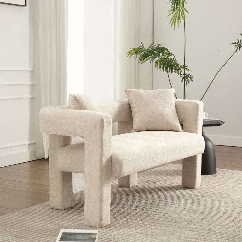 Canapé-lit moderne en chenille 2 places pour les espaces de vie et de chambre à coucher (beige), Beige