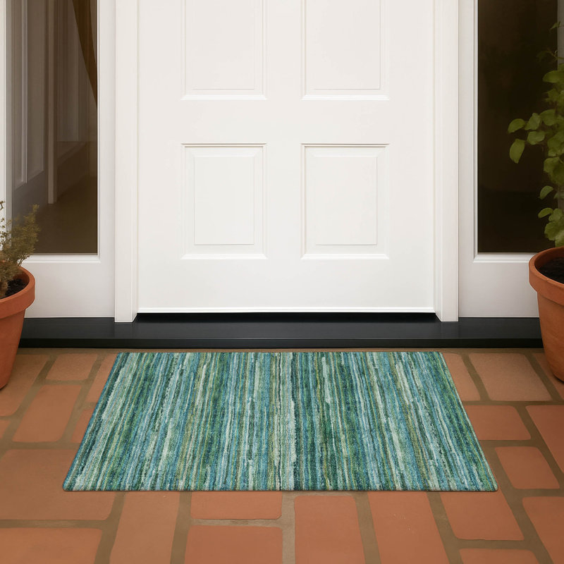 Tapis intérieur / extérieur lavable à la machine Chantille ACN2717, 1 pi 8 po x 2 pi 6 po, Bleu sarcelle