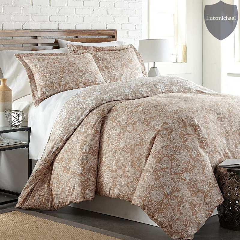 Ring Stitch Paisley Comforter, Brown, Full/Queen Comforter + 2 Standard Shams