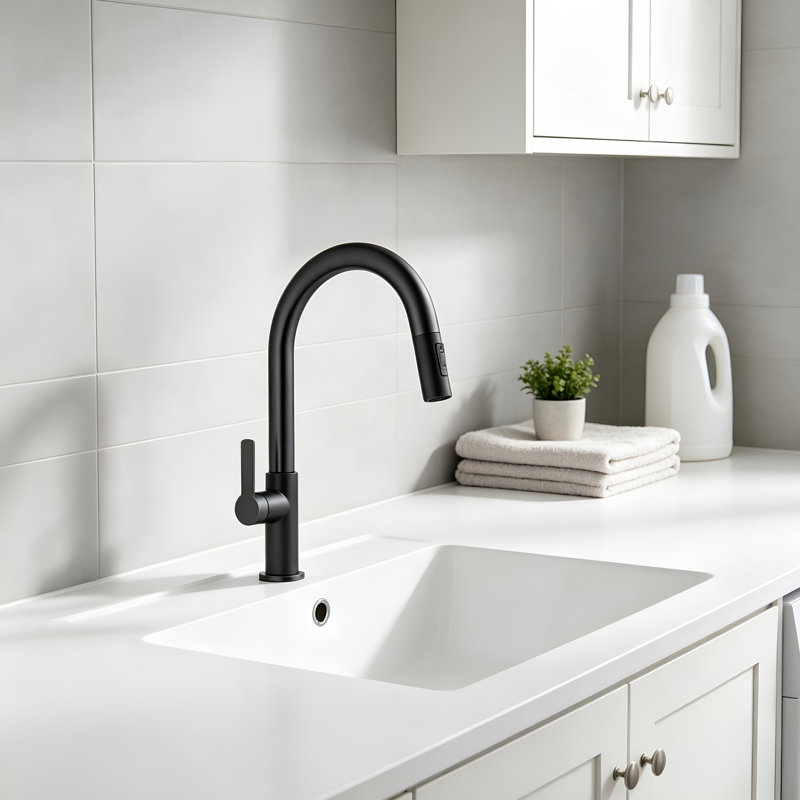 Robinet de cuisine avec douchette extractible, robinet d'évier de cuisine moderne monotrou avec douchette double fonction, finition anti-traces d'eau