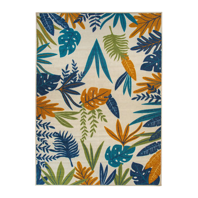 Brook Floral, Blue/Green/Orange, Indoor/Outdoor Area Rug