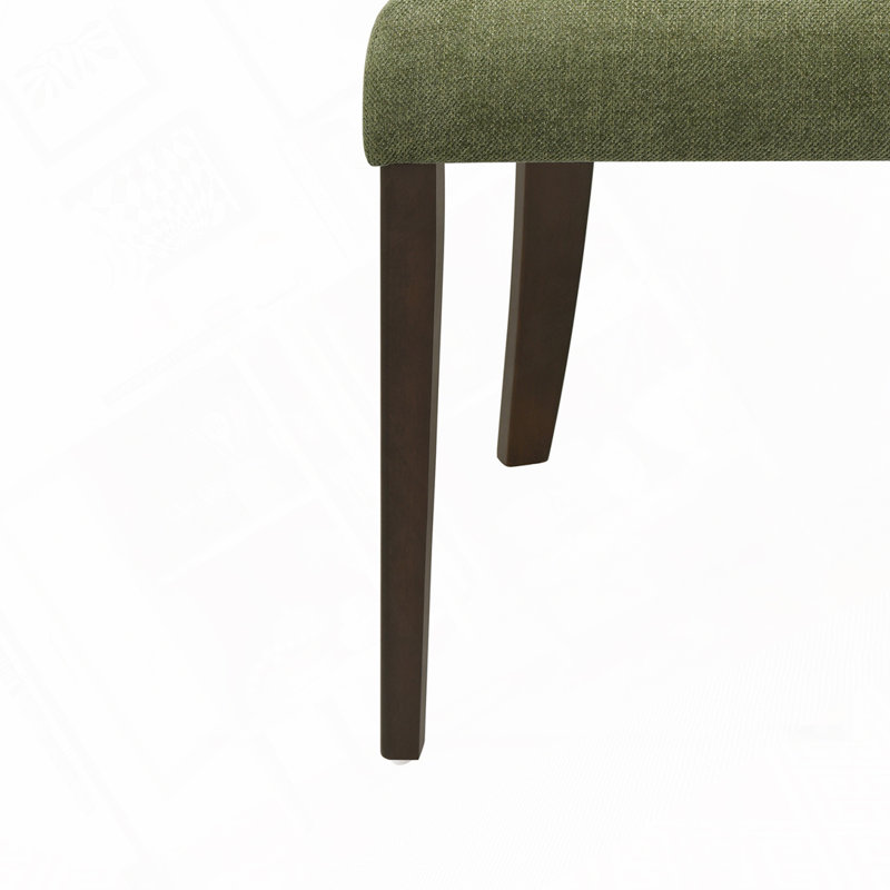 Alaric Mid-Century Modern Rubberwood Dining Chairs, Dark Brown, Green