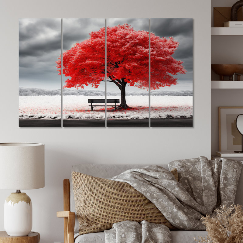 Ensemble de 4 pièces Red Tree Symphony In Winter I On