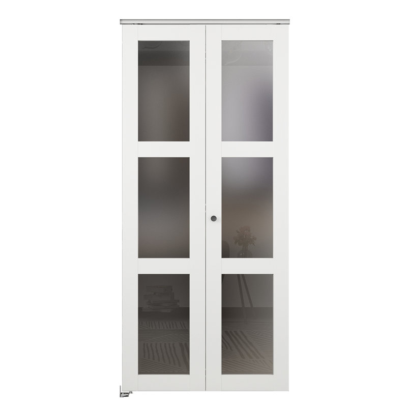 Porte pliante en verre avec quincaillerie d'installation, H 80 po x l 30 po x P 1,38 po