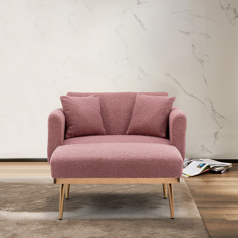 Fashionable and classic style chaise lounge chair / accent chair for Living Room, bedroom, Brush Pink Teddy