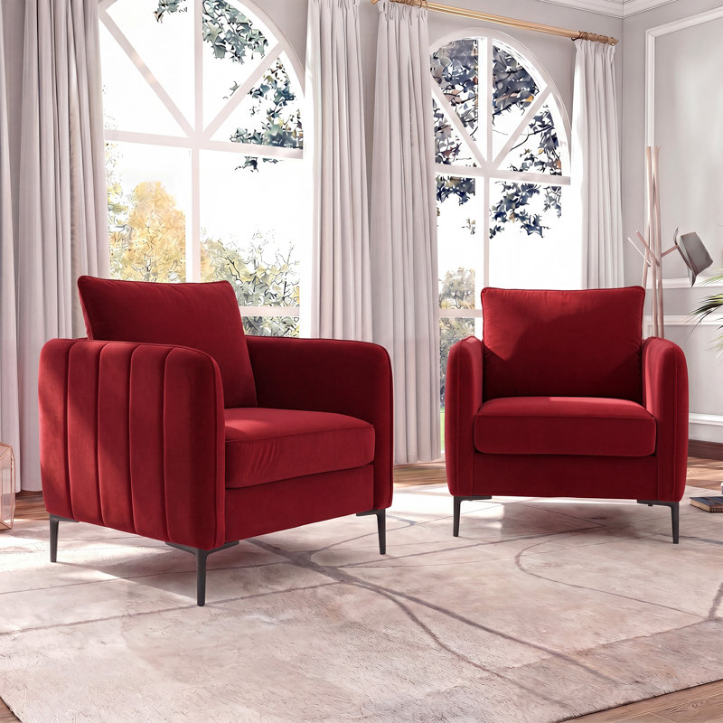 Set Of 2 Modern Velvet Upholstered Chairs - Chair Set (Matching Design, Soft Seat Cushion), Suitable For Living Room (Matching Design, Soft Seat Cushion)